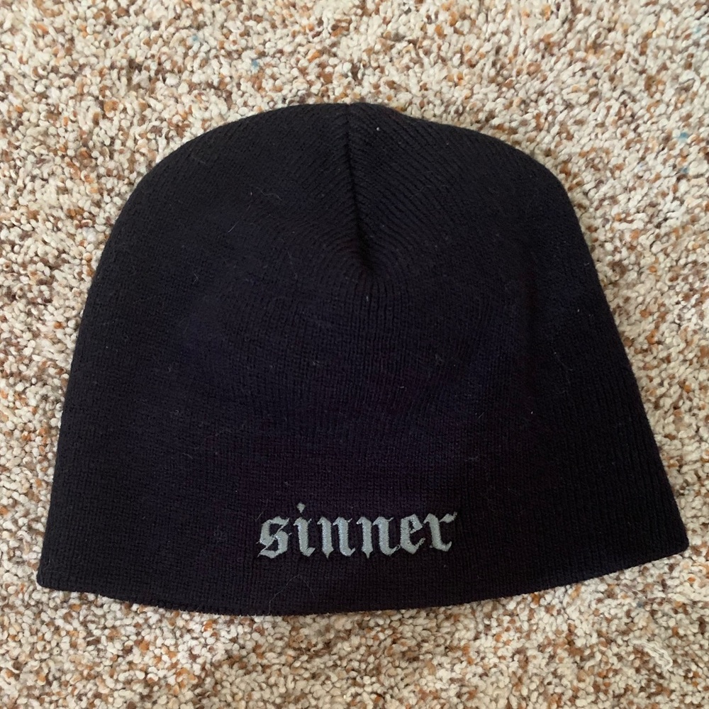 Vintage Black “sinner” beanie